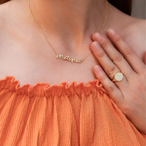 Sterling Silver Jewelled Mama Necklace