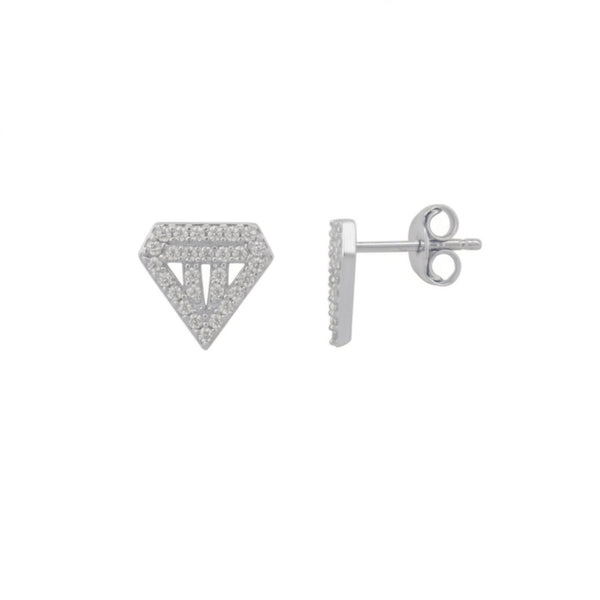 Sterling Diamond Stud Earrings