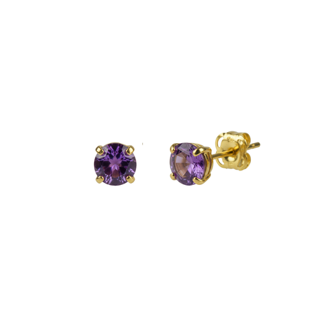 9ct Gold Amethyst Stud Earrings