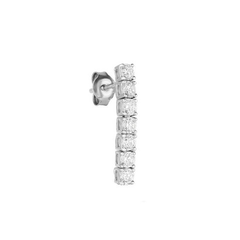 Sterling Silver Tennis Earring - Single