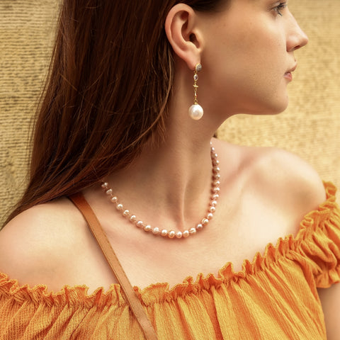 Natural Freshwater Real Purple Pearl Strand Necklace