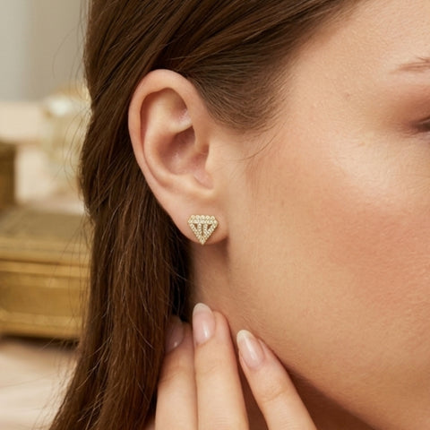 Sterling Silver Diamond Stud Earrings