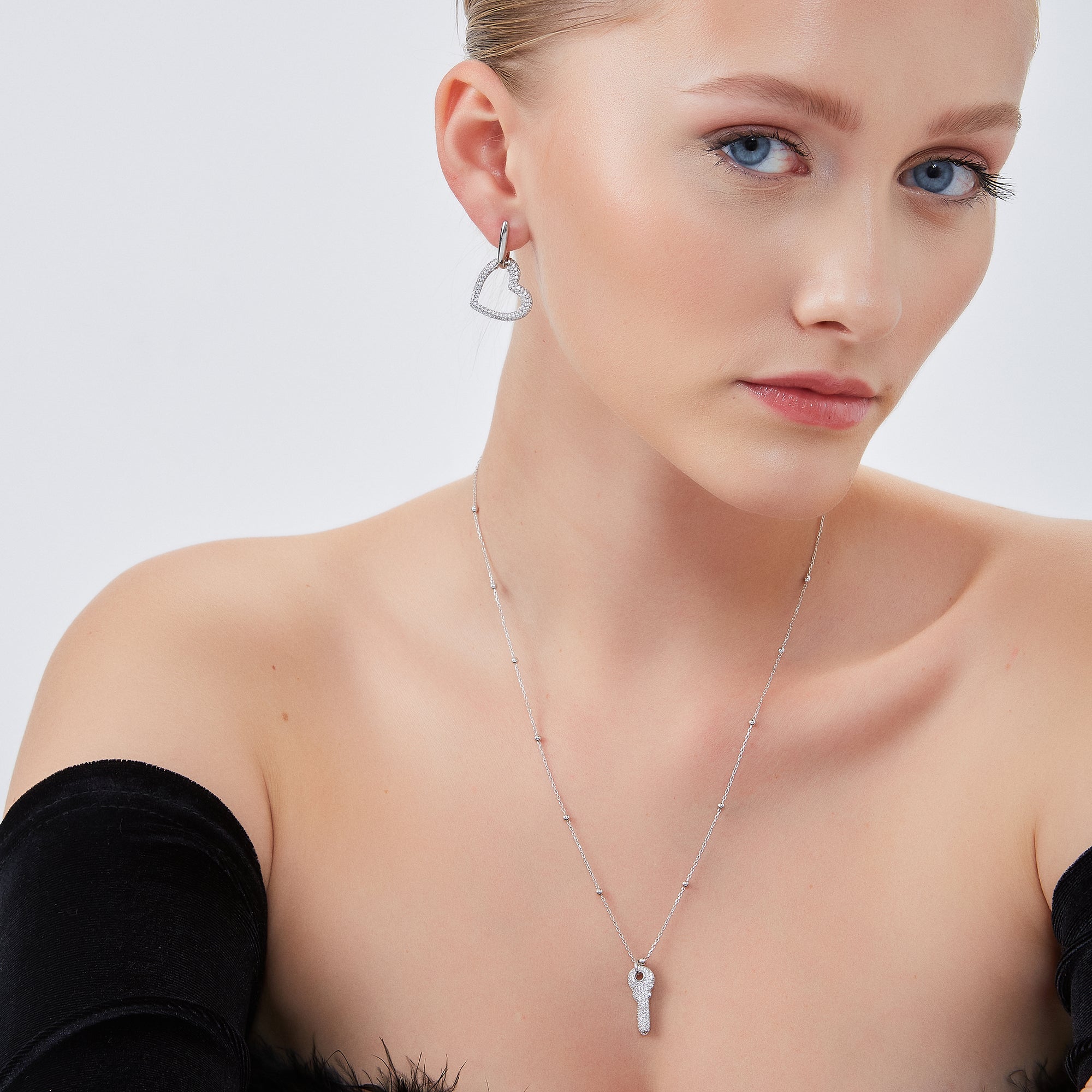 Chunky Heart Sterling Silver Drop Earrings