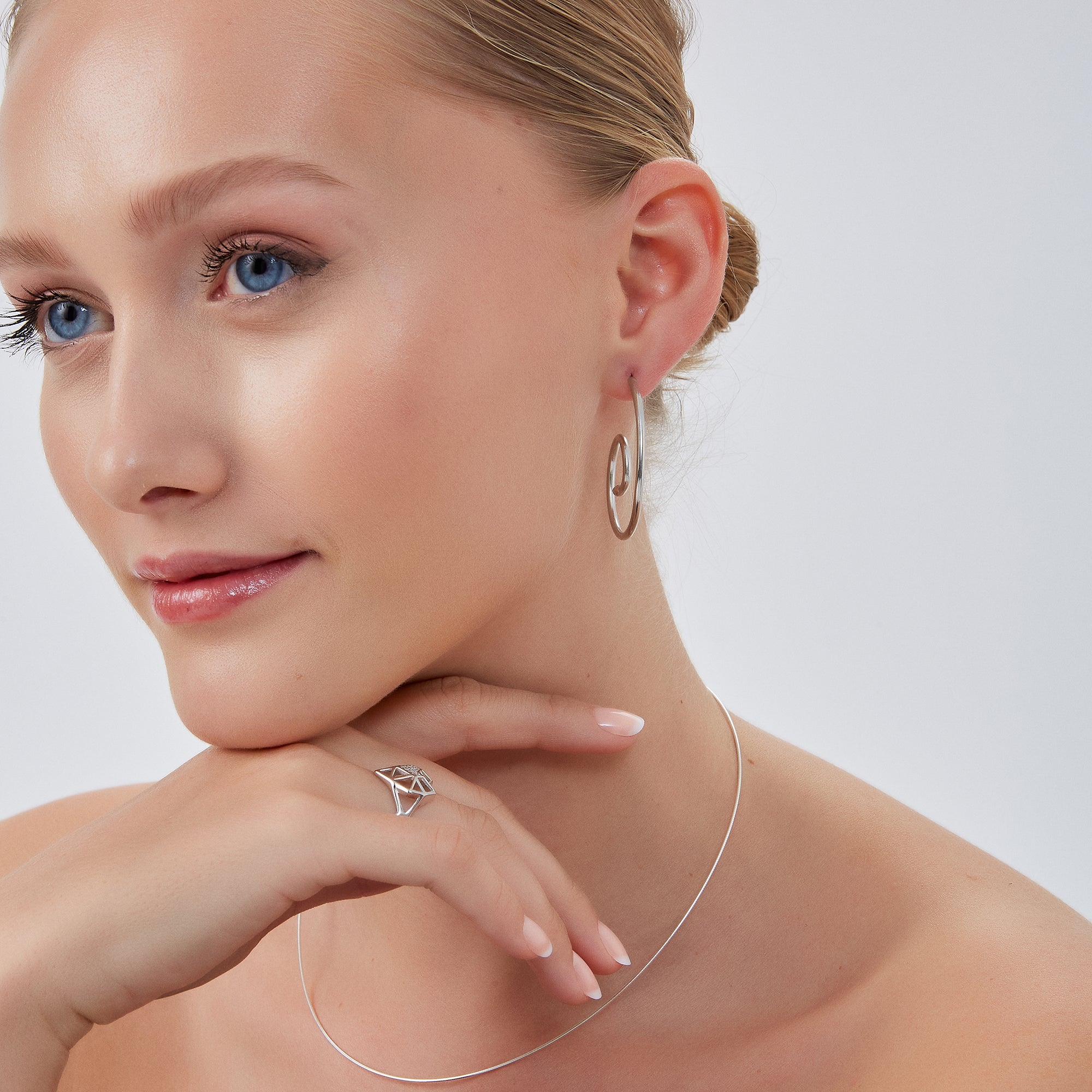 Sterling Silver Rigid Fine Chain Choker Necklace