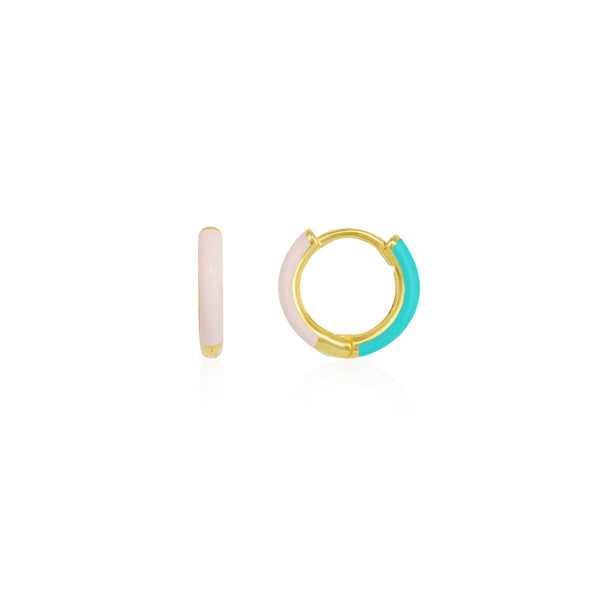 Pink Enamel Sterling Silver Hoop Earrings