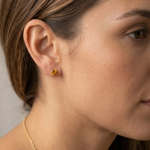 9Ct Solid Gold Yellow Topaz Stud Earrings