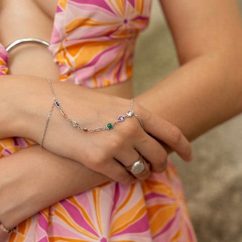 Sterling Silver Kaledioscope Hand Chain