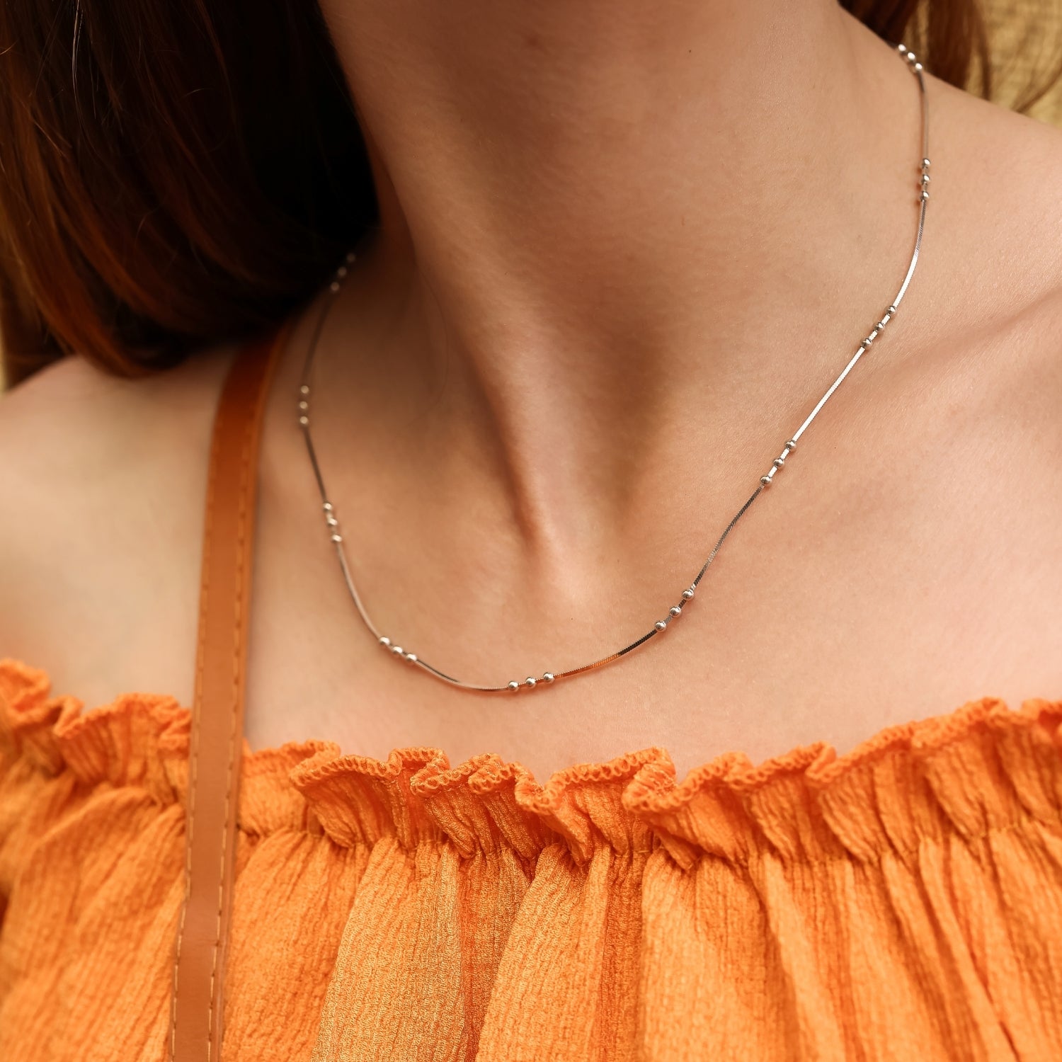 Three Bead Sterling Silver Chain Satellite Necklace