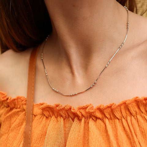 Three Bead Sterling Silver Chain Satellite Necklace