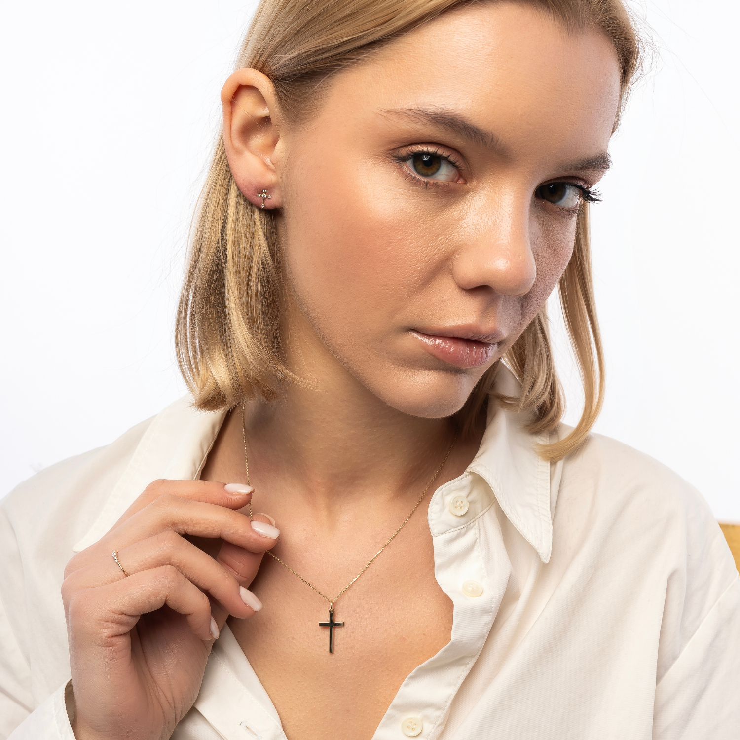 9ct Solid Gold Cross Pendant Necklace