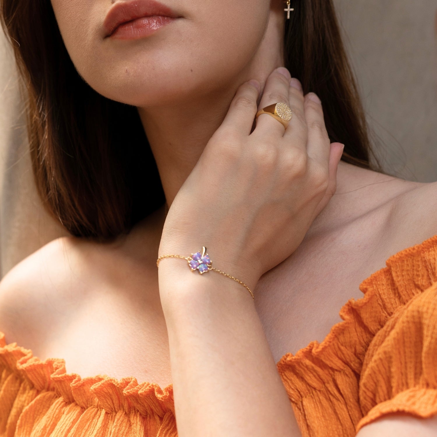 Sterling Silver Round Pave Signet Ring