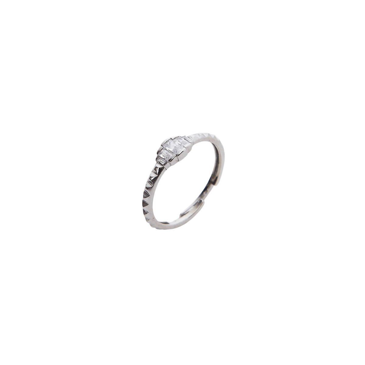 Three Baugette Gemstone Sterling Silver Ring