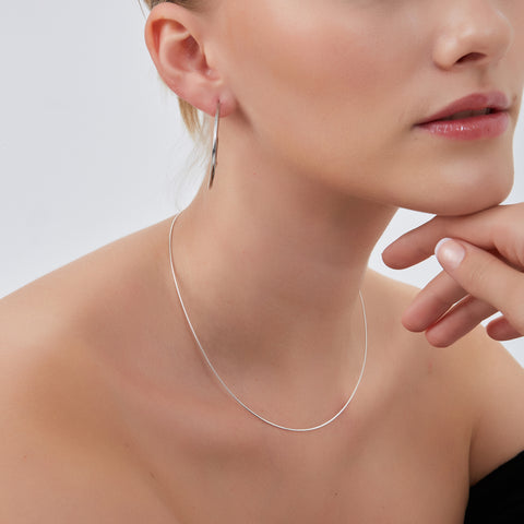 Sterling Silver Rigid Fine Chain Choker Necklace