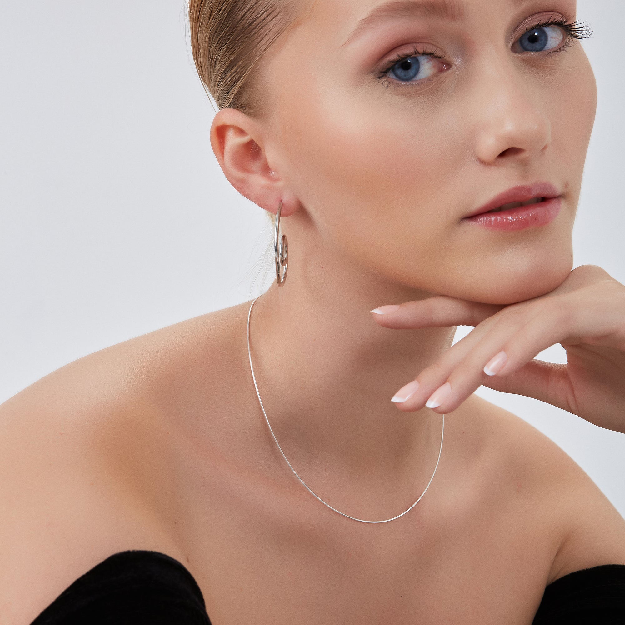 Sterling Silver Rigid Fine Chain Choker Necklace