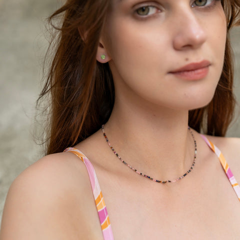 Fine Multicolor Tourmaline Sterling Silver Necklace