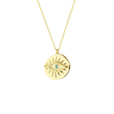 Eye Coin Sterling Silver Evil Eye Necklace