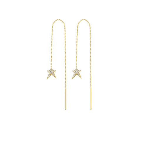 Star Starburst Sterling Silver Chain Drop Earrings