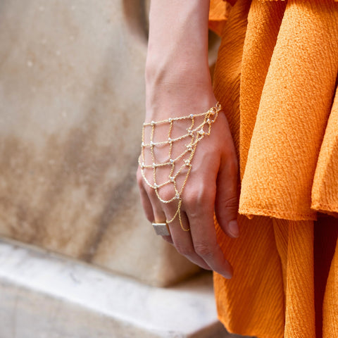 Sterling Silver Mesh Hand Harness Bracelet