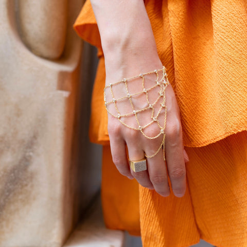 Sterling Silver Mesh Hand Harness Bracelet