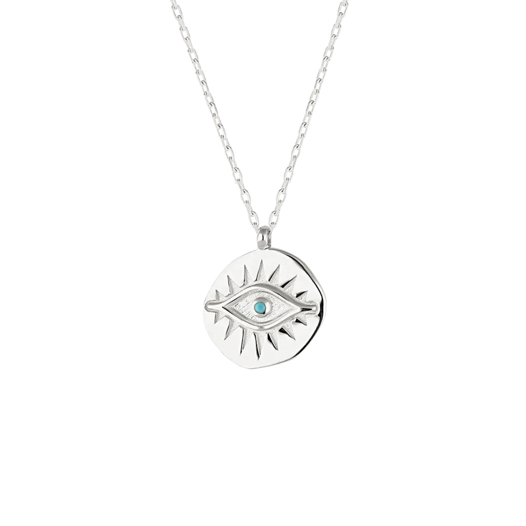 Eye Coin Sterling Silver Evil Eye Necklace