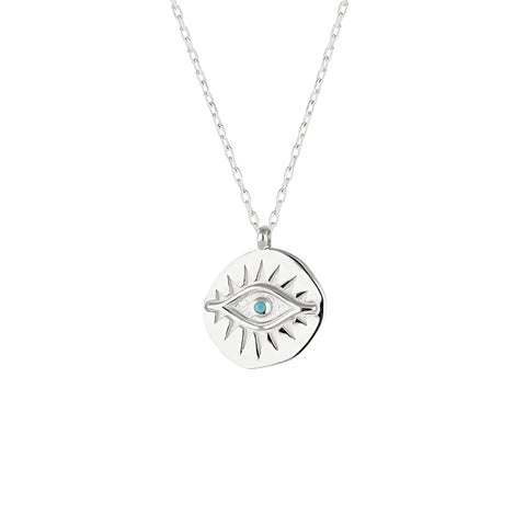 Eye Coin Sterling Silver Evil Eye Necklace