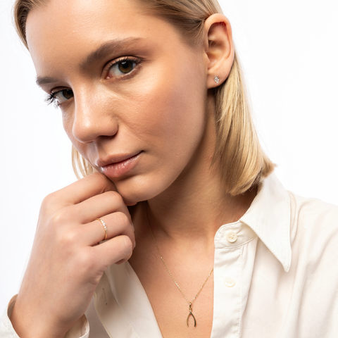 9ct Solid Gold Large Wishbone Necklace