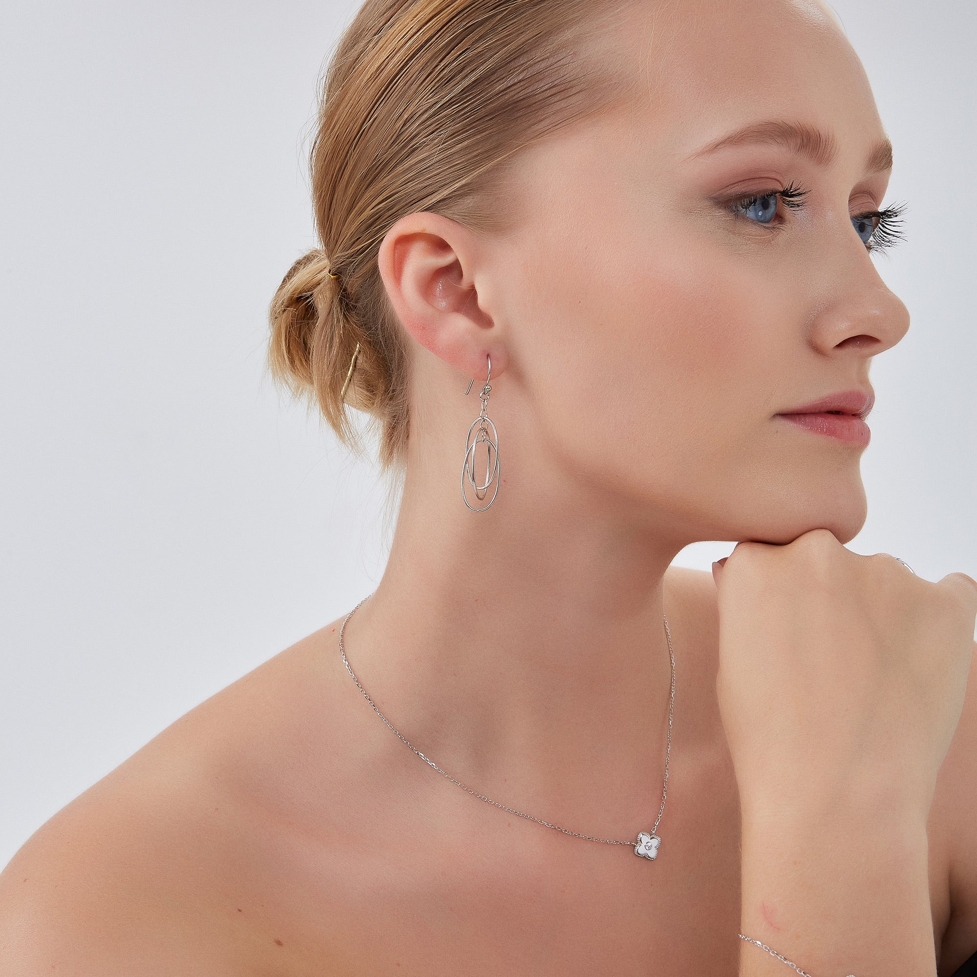 Nested Loop 3D Drop Earrings in Sterling Silver