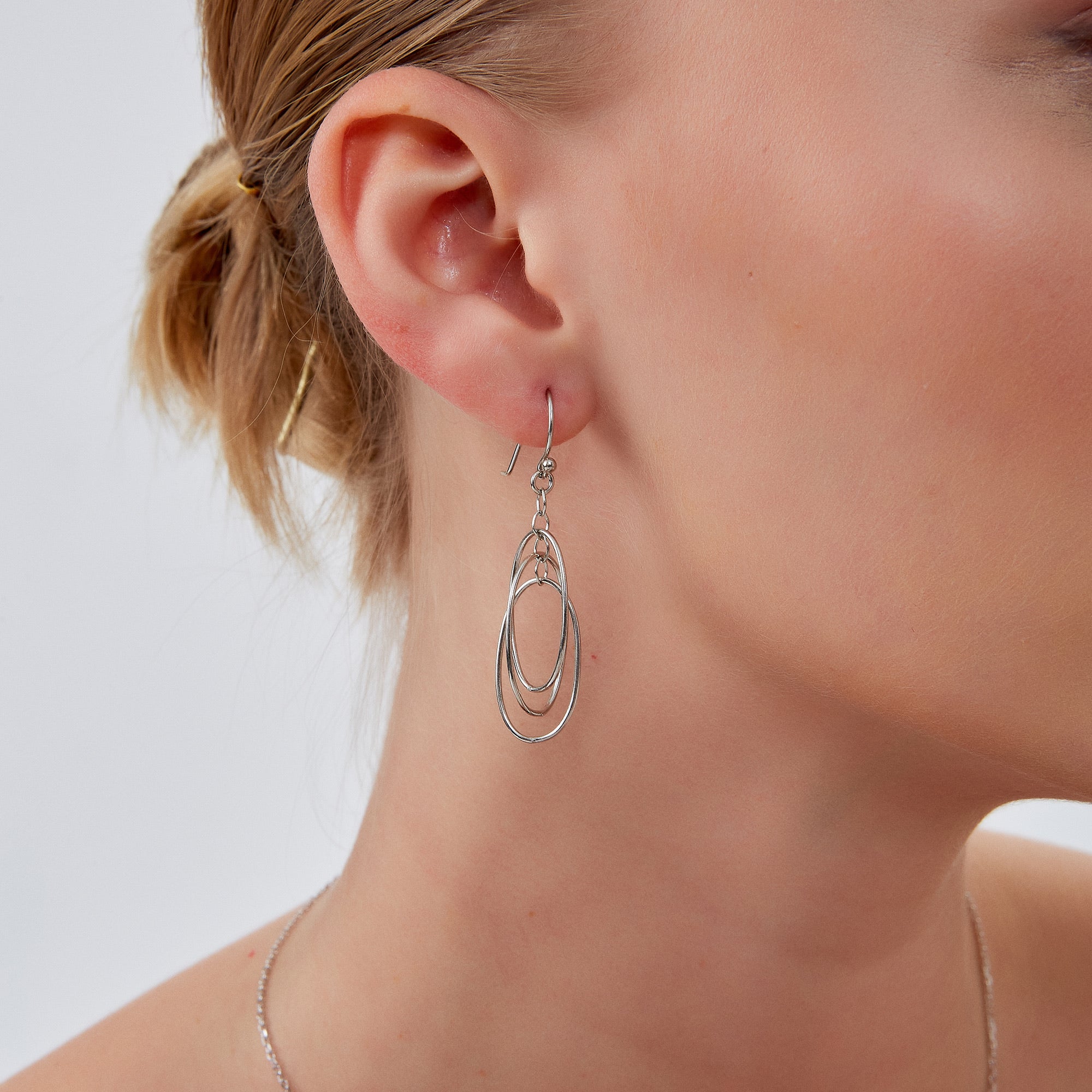 Nested Loop 3D Drop Earring in Sterling Silver