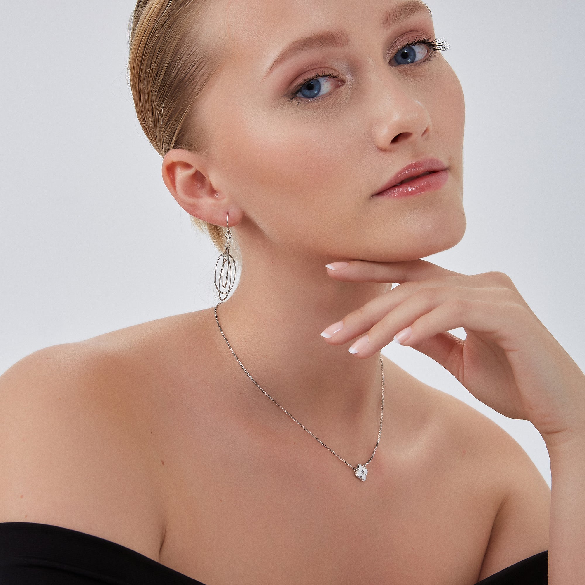 Nested Loop 3D Drop Earrings in Sterling Silver