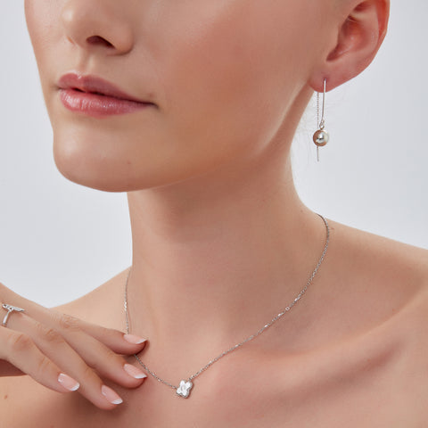 Bead Sphere Chained Sterling Silver Ball Drop Earrings