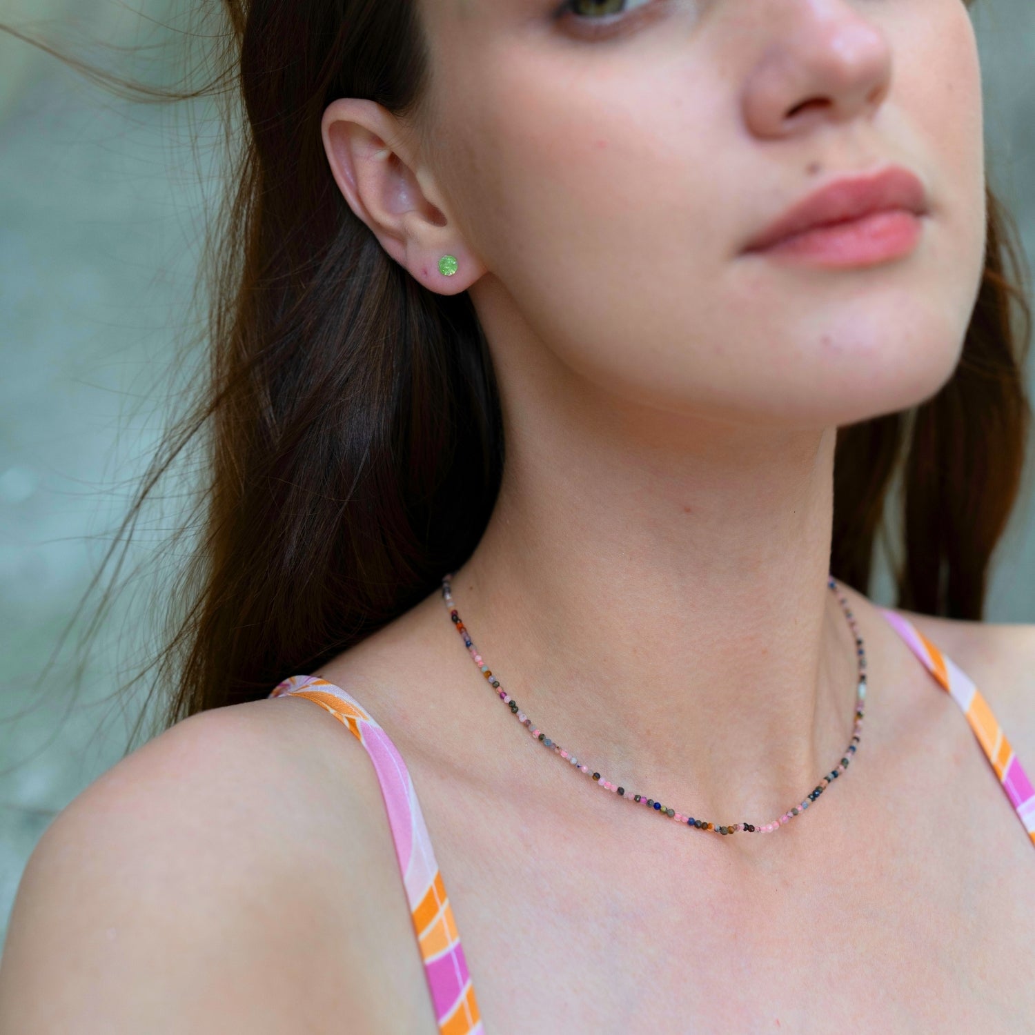 Fine Multicolor Tourmaline Sterling Silver Necklace