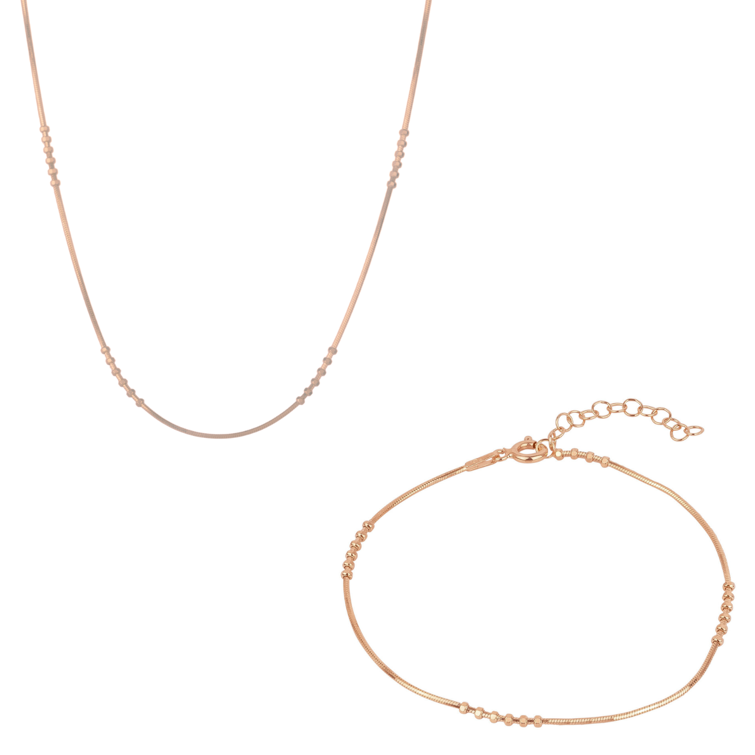 Sterling Silver Small Beaded Bracelet and Necklace Set