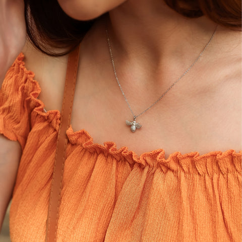 Matte Bumble Bee Sterling Silver Necklace
