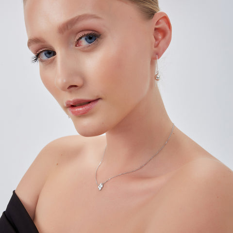 Bead Sphere Chained Sterling Silver Ball Drop Earrings