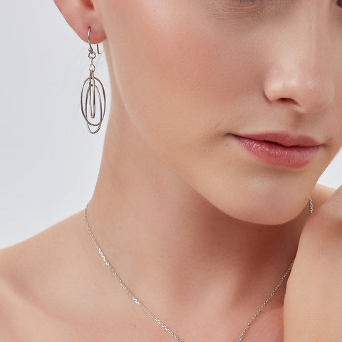 Nested Loop 3D Drop Earrings in Sterling Silver
