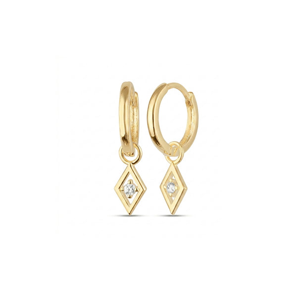 Sterling Rhombus Pave Spike Drop Earrings