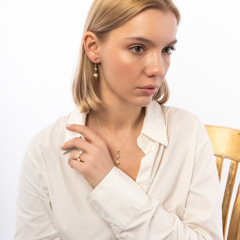 Sterling Silver Rhombus 3D Pearl Earrings