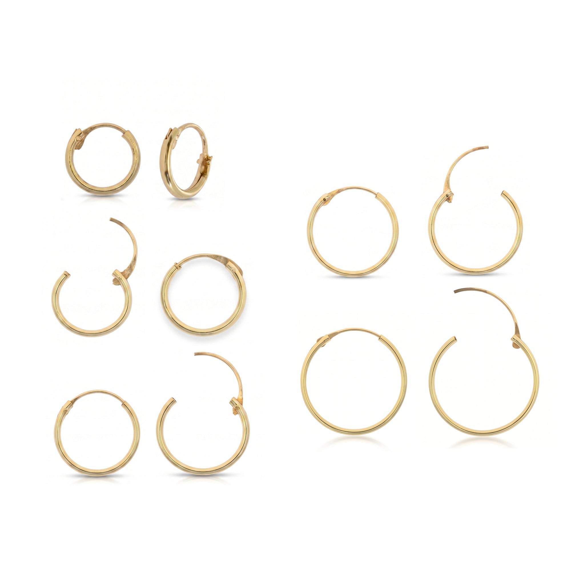 9ct Solid Gold Hoop Earrings Set