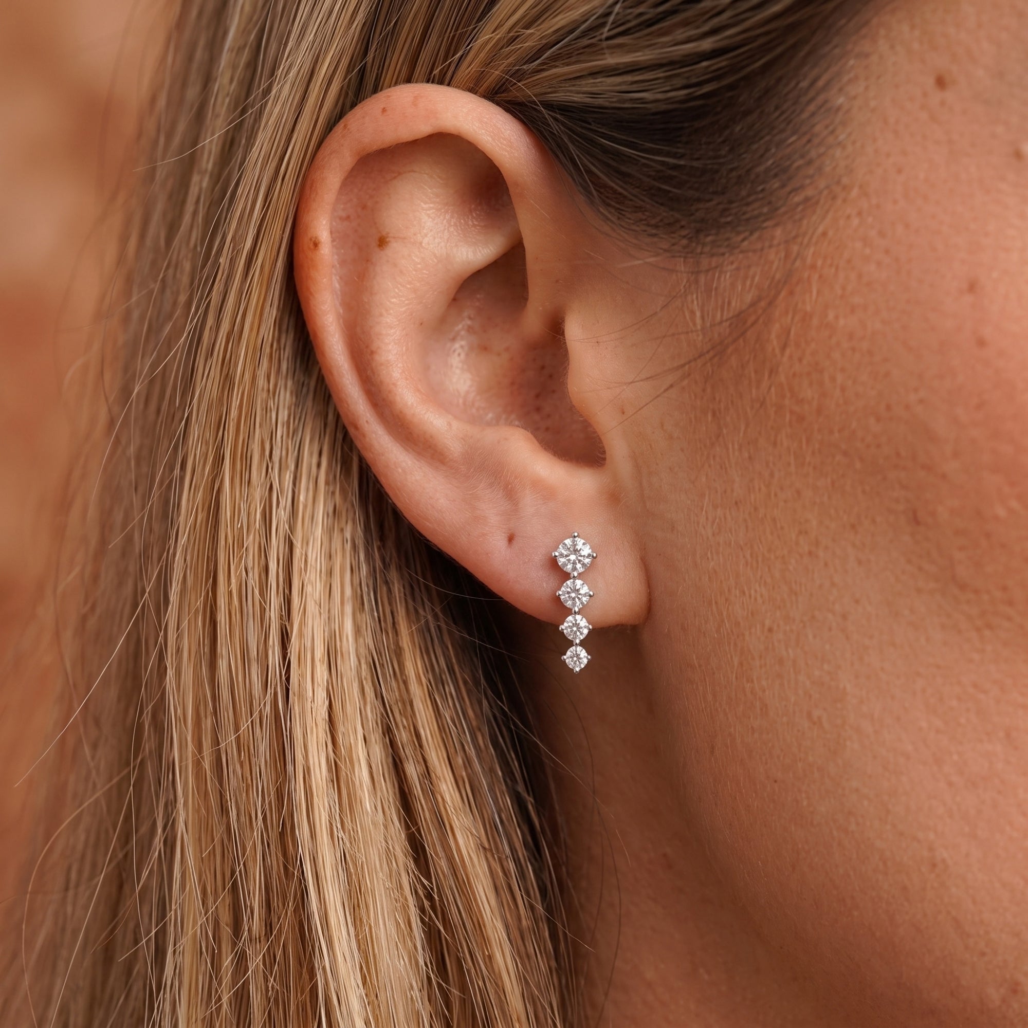 Sterling Silver Graduated Tennis Earrings
