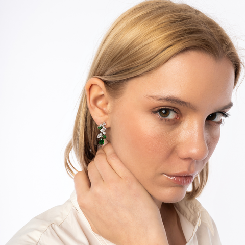Fancy Green Drop Tree Branch Earring