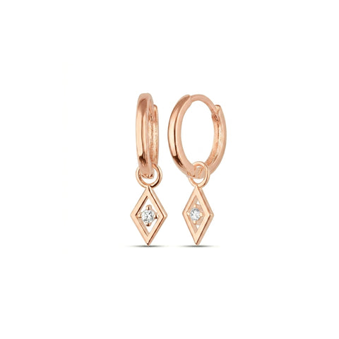 Sterling Silver Rhombus Pave Spike Drop Earrings