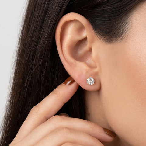 9Ct Solid Gold White Topaz Stud Earrings