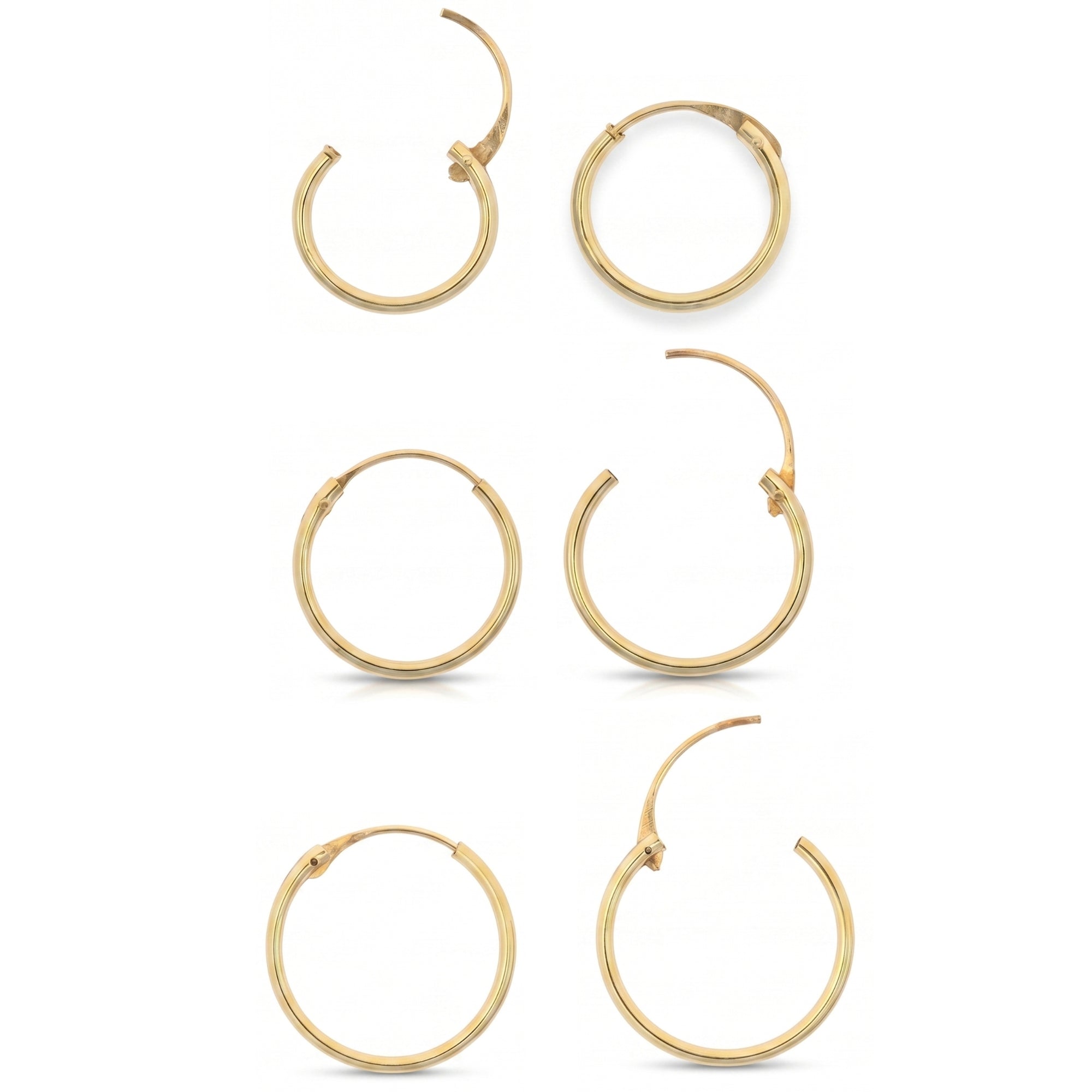 9ct Solid Gold Hoop Earrings Set
