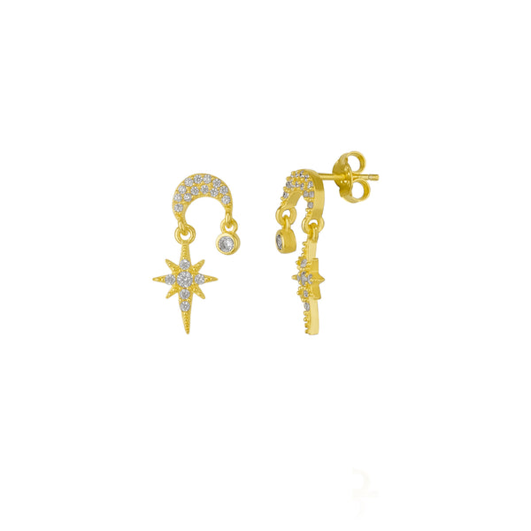 Sterling Dangle Drop Northernstar Stud Earrings