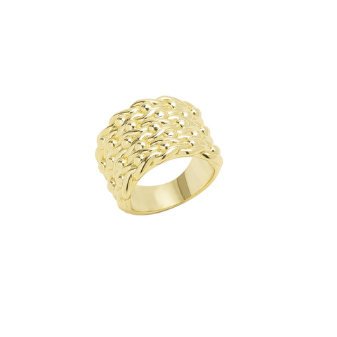 Sterling Silver Large 5 Row Gold Keeper Ring