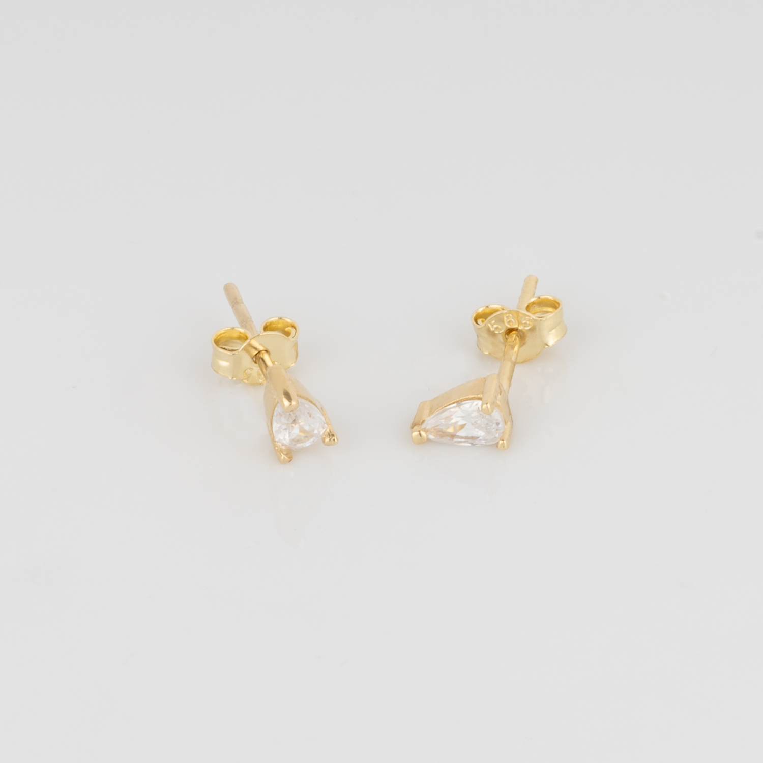 14ct Solid Gold Handcrafted Pear Stud Earrings