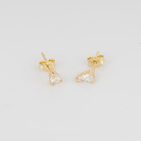 14ct Solid Gold Handcrafted Pear Stud Earrings