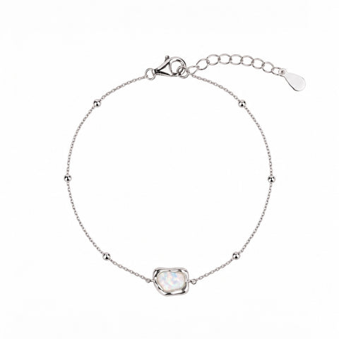 Sterling Silver Organic White Opal Station Bracelet