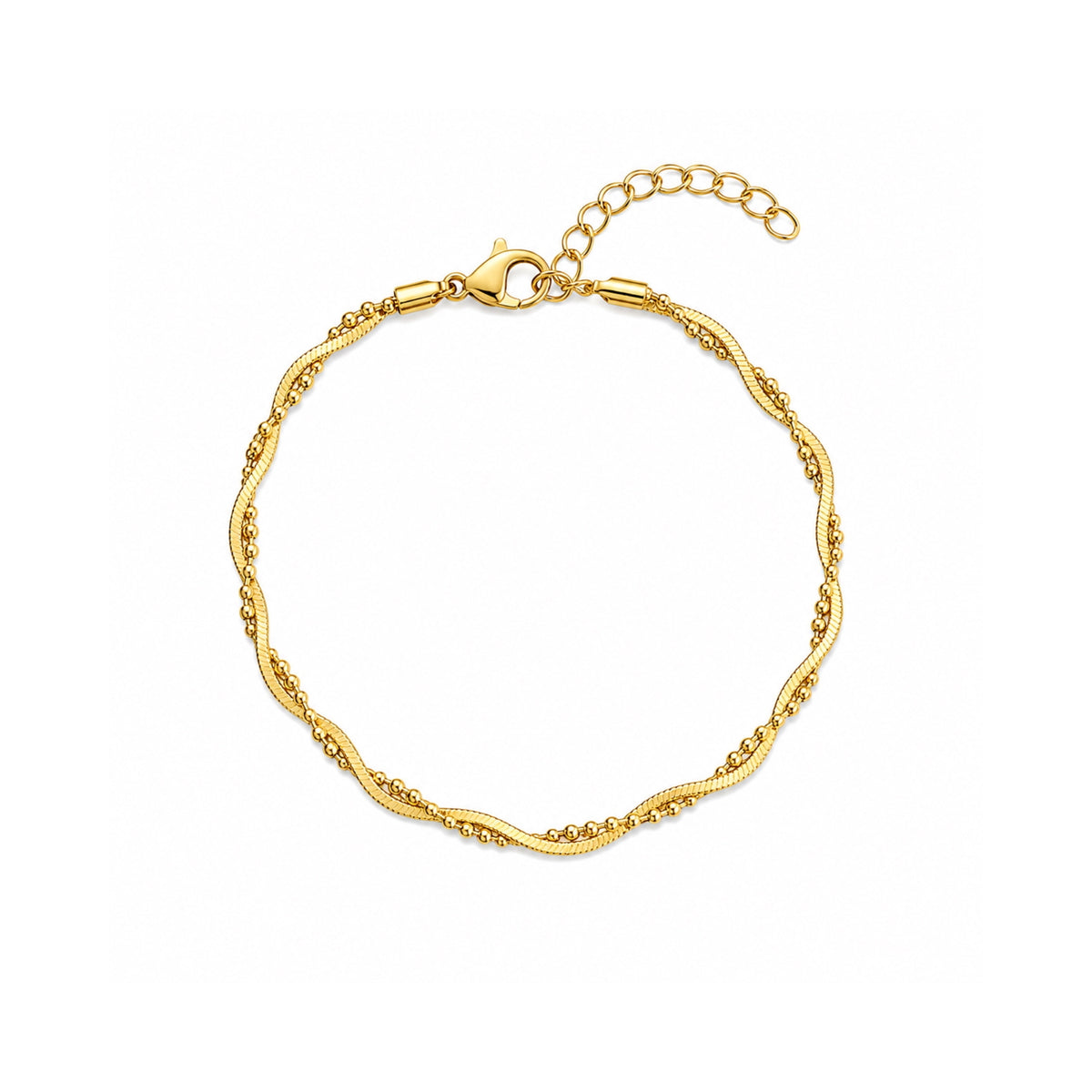 Bead Chain Twisted Sterling Silver Bracelet