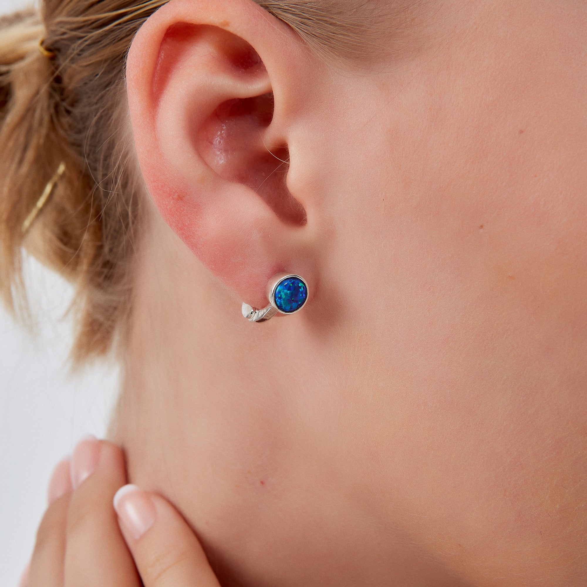Sterling Silver High Quality Round Opal Earrings